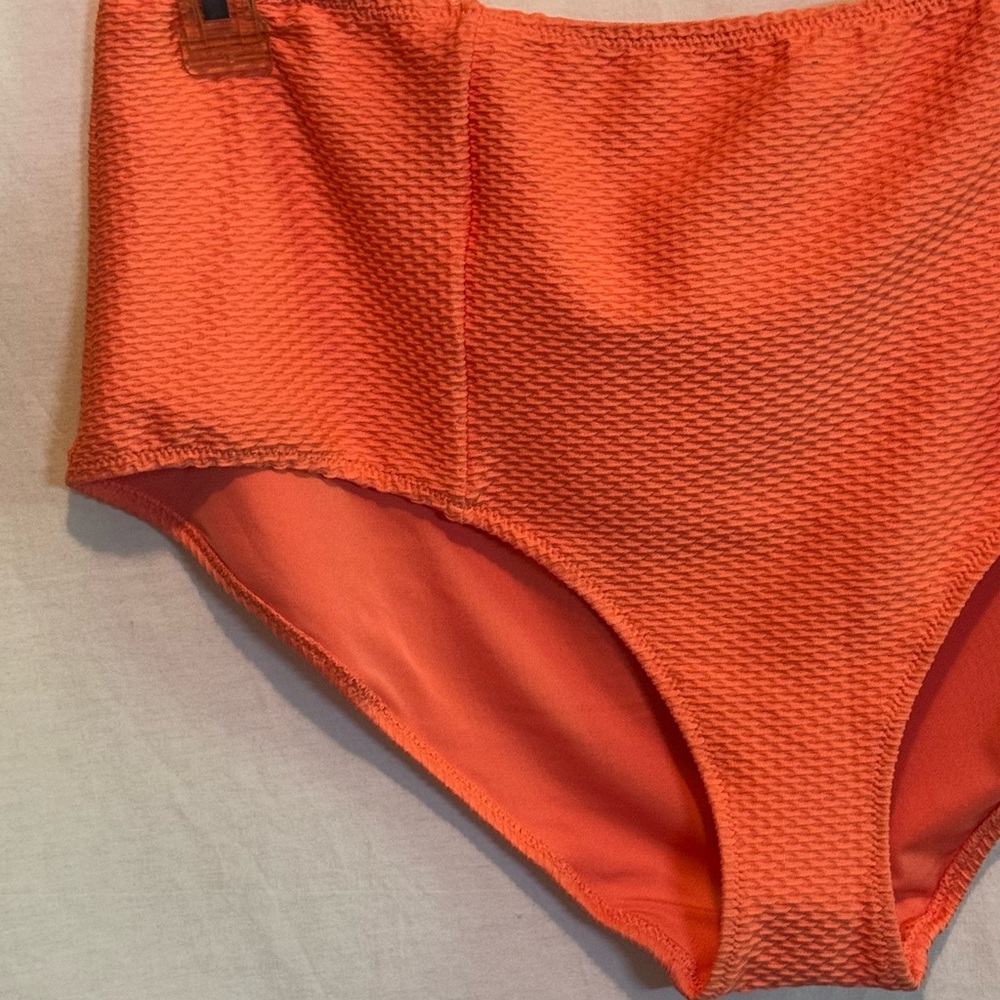 AA-37 Aerie NWT High Waisted Full Coverage Orange Lined‎ Summer Bikini Bottoms - Picture 2 of 11